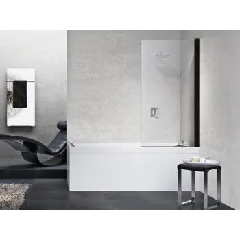 Vanová zástěna Novellini Young 1V Black Vanová zástěna 80x150 cm, otevírací, Černá / Transparent, VZA1YO-H80