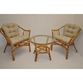 Sedací souprava Axin Trading s.r.o. Ratanová sedací souprava Subaliu - polstry tmavě béžový melír