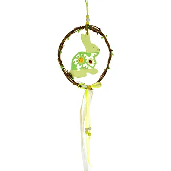 Velikonoční dekorace Věneček se zajíčkem na zavěšení 30 cm