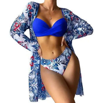 Dámské plavky Dvoudílné dámské PLAVKY / BIKINY + KABÁTEK 301610-13 modrá S