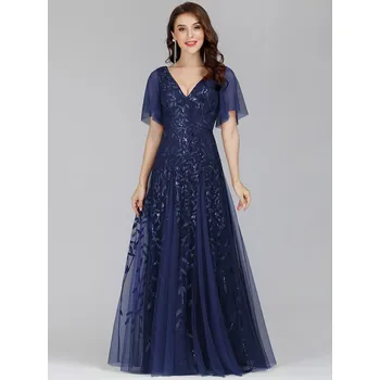 Dámské šaty Rozkošné svatební šaty s květinovým zdobením Barva: Tmavě Modrá, Velikost: 2XL