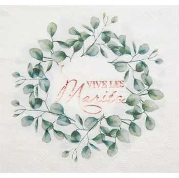 Svatební dekorace Santex Svatební ubrousky Lístkový věneček 16,5x16,5cm 20ks