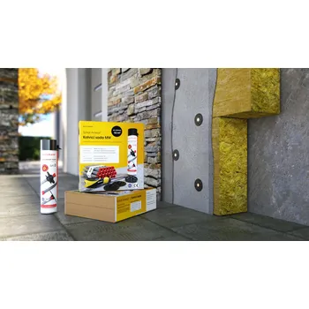 Tepelná izolace Kotvicí sada pro minerální vatu (MW) Pro tloušťku izolace: Minerální vlna (MW) do tl. 100 mm, Pro kotvení plochy: max. 10 m2 se zatížením do 40 kg/m2, Obsah balení: 80x SA/PM70/190, 3x SAF3, 1xSAT150