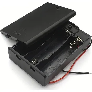 Držák baterie Bateriový box pro 3 kusy AA baterií, 4.5V, krytý se spínáním