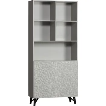 Knihovna WOOOD Světle šedá dřevěná knihovna Miste 200 x 90 cm