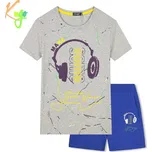 Chlapecké letní pyžamo KUGO WT7306, šedo-modré