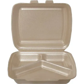 Jednorázové nádobí Menubox EPP 3-dílný, 2 zámkový, natural - 125 ks
