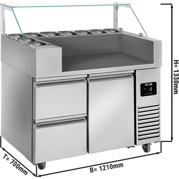 Servírovací stolek G.Gastro Přípravný stůl - 1,21 x 0,7 m - s 1 dveřmi & 2 šuplíky 1/2