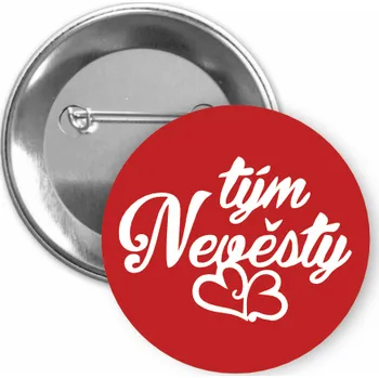 ON-DESIGN Placka s motivem Tým nevěsty Barva: červená, Barva potisku: bílá, Typ buttonu: špendlík