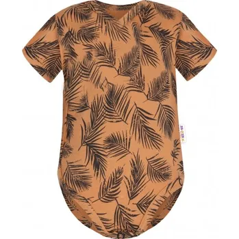 Kojenecký body Baby Nellys Bavlněné body krátký rukáv, Palmy - medové, Velikost koj. oblečení 80 (9-12m)