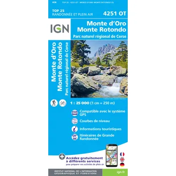 IGN Monte d´Oro, Monte Rotondo - turistická mapa (IGN 4251OT)