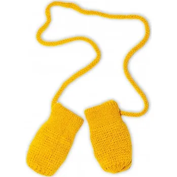Módní doplněk Zimní pletené kojenecké rukavičky - hořčicové, Velikost koj. oblečení 56-68 (0-6 m)