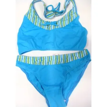 Dívčí plavky Plavky dívčí 2-dílné TYRKYSOVÉ proužek
