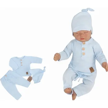 Kojenecká souprava Mušelínové triko dl. rukáv, kalhoty + šátek uzlík, 3D sada, Z&Z, modrá, Velikost koj. oblečení 56 (1-2m)