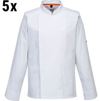 Gastro oděv G.Gastro (5 pieces) Men's Long Sleeve Chef Jacket – Slim Fit - Breathable Mesh - White - Size L