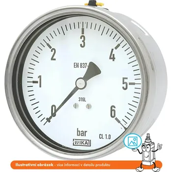 Vysokotlaký čistič Wika Manometr nerezový zadní 0/25 bar - 100 mm - 1/2"