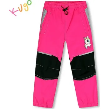 Dívčí zateplené šusťákové kalhoty KUGO DK7119, růžové