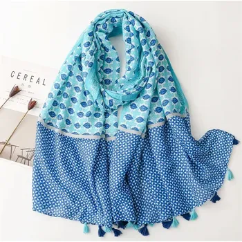 Šála Bavlněný modrý šátek/šála 90x180 cm, WHITE ORCHID