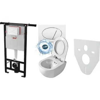 Alcaplast AM102/1120 Jádromodul komplet do bytových jader se závěsným WC Creavit FREE FE322 Rim-Off + bidet 2v1