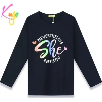 Dívčí tričko Dívčí tričko dl.r. KUGO DC0006, tmavě modré