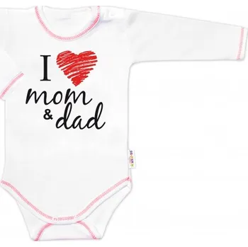 Kojenecký body Body dlouhý rukáv Baby Nellys, I love mom & dad, Velikost koj. oblečení 80 (9-12m)