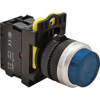 tlačítko Tracon NYK3-HLB Výstupní podsvětlený tlačítkový spínač, modrý 1×NO, 5A/230V AC-15, IP42, LED 230V AC/DC (Tracon NYK3-HLB)
