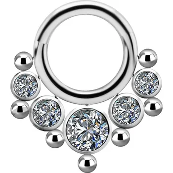 Piercing Devilheart Devilheart Titanový clicker kroužek s čirými prémiovými zirkony č.1