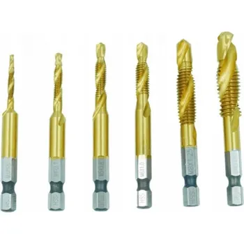 Vrták Silver Titanové vrtáky závitovací M3-M10 , 7-dílná sada závitovacích vrtáků HEX