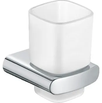 Držák na kartáček Keuco Elegance - Pohárek na kartáčky a pastu s držákem, matné sklo/chrom 11650019000