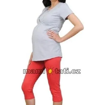 Dámské legíny Be MaaMaa Těhotenské barevné legíny 3/4 délky - korálová, vel. M, Velikosti těh. moda L (40)