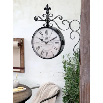 Hodiny Černé antik nástěnné hodiny La Beaujolaise – 36*8*41cm/ 2*AA