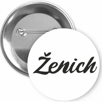 ON-DESIGN Placka s motivem Ženich Barva: bílá, Barva potisku: černá, Typ buttonu: špendlík