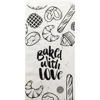 Potravinová fólie BALSAC Sáček pekařský Baked with love Rozměry: Sáček pekařský BakedWithLove - 14 x 33 x 6 cm - 1 000 ks