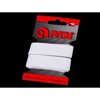 Textilní guma Guma prádlová, pruženka na kartě, šíře 20 mm, délka 1,5 m, bílá