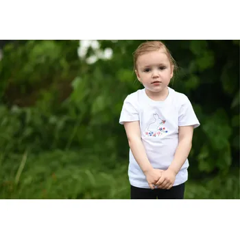 Dětské tričko folklorní Zajíček Barva: bílá, Velikost: 3-4 roky, Barva výšivky: barevná