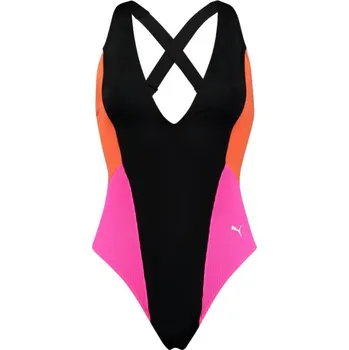 Dámské plavky Dámské jednodílné plavky Puma SWIM PLUNGE SWIMSUIT W černé 938080-01 - L | UK 11 | US 12