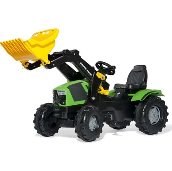 Dětské šlapadlo DEUTZ-FAHR 5120 s čelním nakladačem Rolly Toys (61120) (Šlapací traktůrek Rolly Toys rollyFarmtrac Deutz-Fahr 5120 s čelním nakladačem, otevíratelná kapota, odjímatelný čelní nakladač, krytý (napínatelný) řetěz)