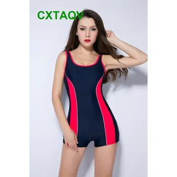 Dámské plavky Dámské plavky jednodílné s nohavičkou Barevná varianta: Tmavě modrá s červenou, Velikost: S