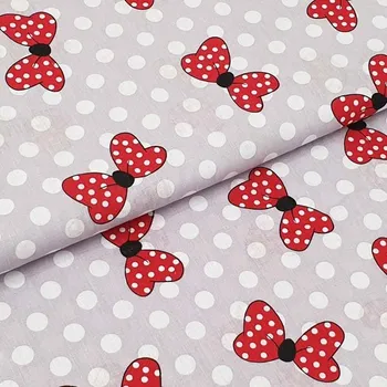 Plátno P0860 lila, bílé puntíky, mašle, š.140