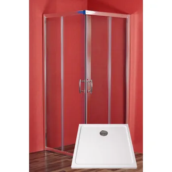 ARTTEC Sprchový kout čtvercový SMARAGD 90 x 90 x 198 cm čiré sklo s vaničkou z litého mramoru POLARIS PAN04512