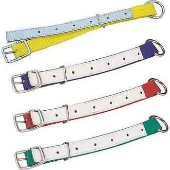 Krční řemen pro ovce a kozy - nylonový s kůží 60 x 2,5 cm žlutý