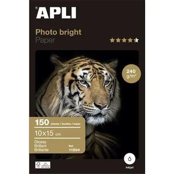 Fotopapír Fotografický papír "Photo Bright", do inkoustové tiskárny, lesklý, 10 x 15 cm, 240 g, 150 listů, APL