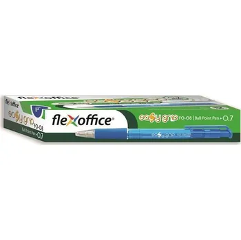 Kuličkové pero "EasyGrip", červená, 0,4mm, stiskací mechanismus, FLEXOFFICE