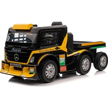 Dětské elektrovozidlo Mamido Dětský elektrický kamion Mercedes Axor LCD MP4 s návěsem žlutý