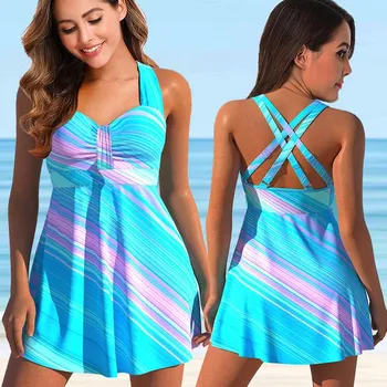 Dámské plavky Dámské plavky dvojdílné "Plus Size" tankiny se stažením mezi košíčky (5-8) Barva: modrá (8318-blue), Velikost: 6XL