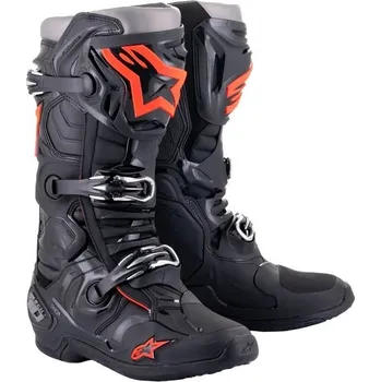 Moto obuv Boty tech 10, alpinestars (černá/červená fluo/šedá, vel. 42)