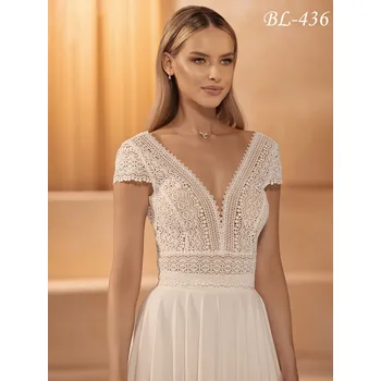 Bolerko Celokrajkový svatební top s otevřenými zády ivory: BL-436 Vybraná velikost: S
