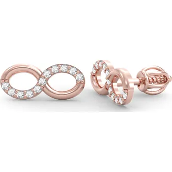Náušnice Couple, Zlaté náušnice Forever, růžové zlato se zirkony, 6680232-4-0-1
