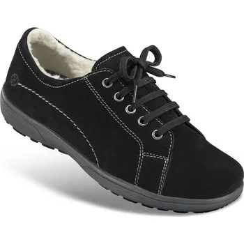 Dámská zdravotní obuv Zateplené dámské šněrovací polobotky, velurová useň, černá: 38