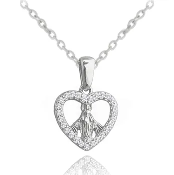 Náhrdelník Stříbrný náhrdelník MADONA s bílými zirkony